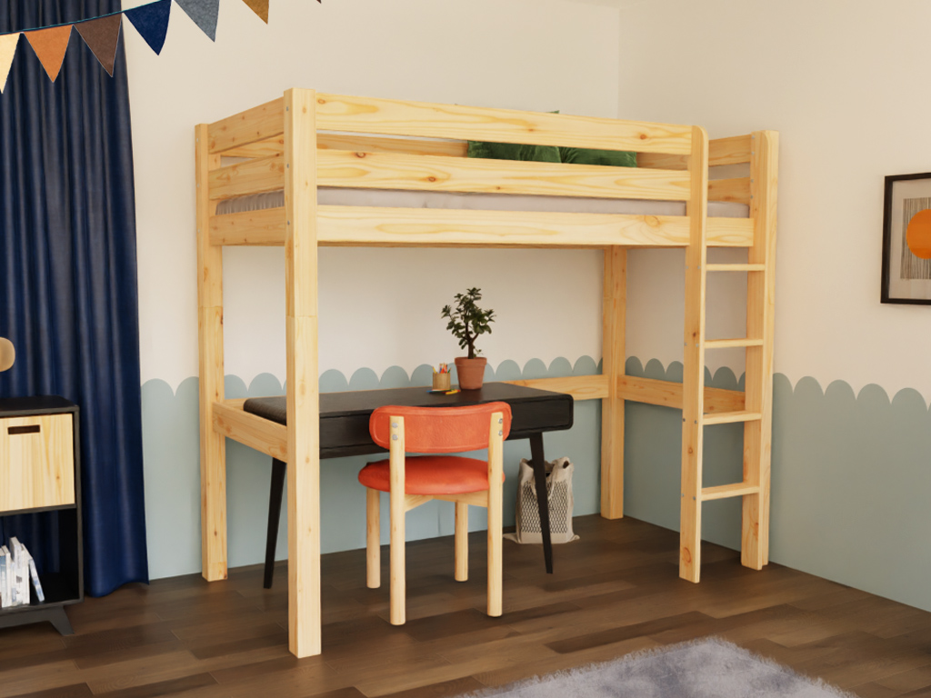 Levně Dřevěná vyvýšená postel MAKALU pro děti 90x200 cm Zvolte barvu: Bílá