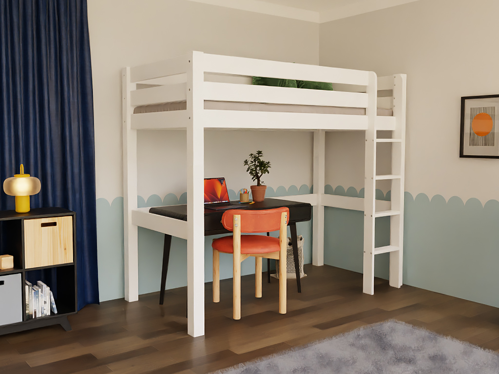 Dřevěná vyvýšená postel MAKALU pro děti 90x200 cm Zvolte barvu: Transparentní lazura (obrázek 5)