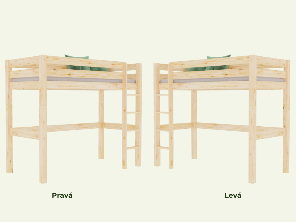 Dřevěná vyvýšená postel MAKALU pro děti 90x200 cm Zvolte barvu: Transparentní lazura (obrázek 4)