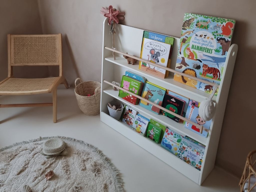 Dětský Montessori regál se 3 prostornými policemi BOOKWORM bílý (obrázek 3)