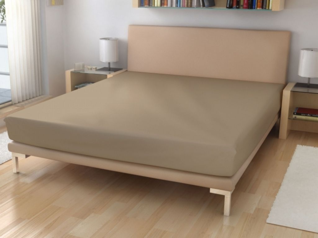 Levně Jednolůžkové prostěradlo z bavlněného froté Zvolte barvu: Béžová, Zvolte rozměr: 120 x 200 cm