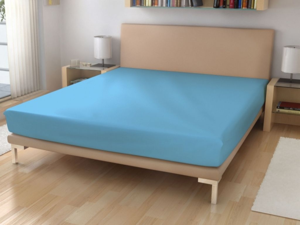 Levně Jednolůžkové prostěradlo z bavlněného froté Zvolte barvu: Nebesky modrá, Zvolte rozměr: 120 x 200 cm