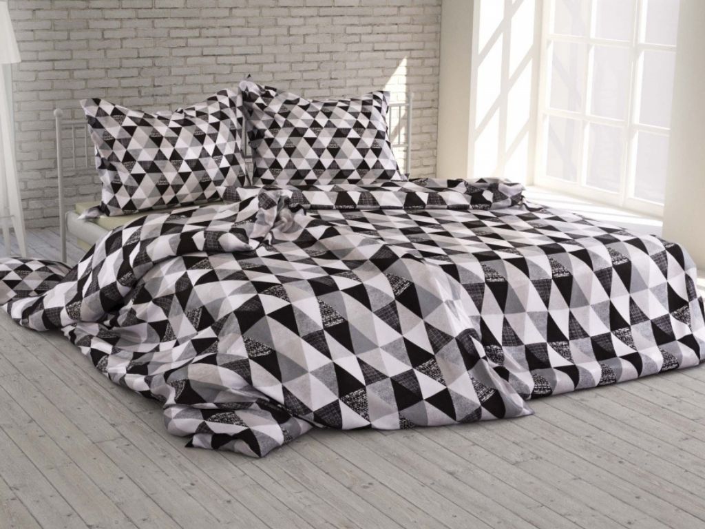Bavlněné povlečení GEOMETRIE - ČERNÁ  na jednolůžko (obrázek 3)