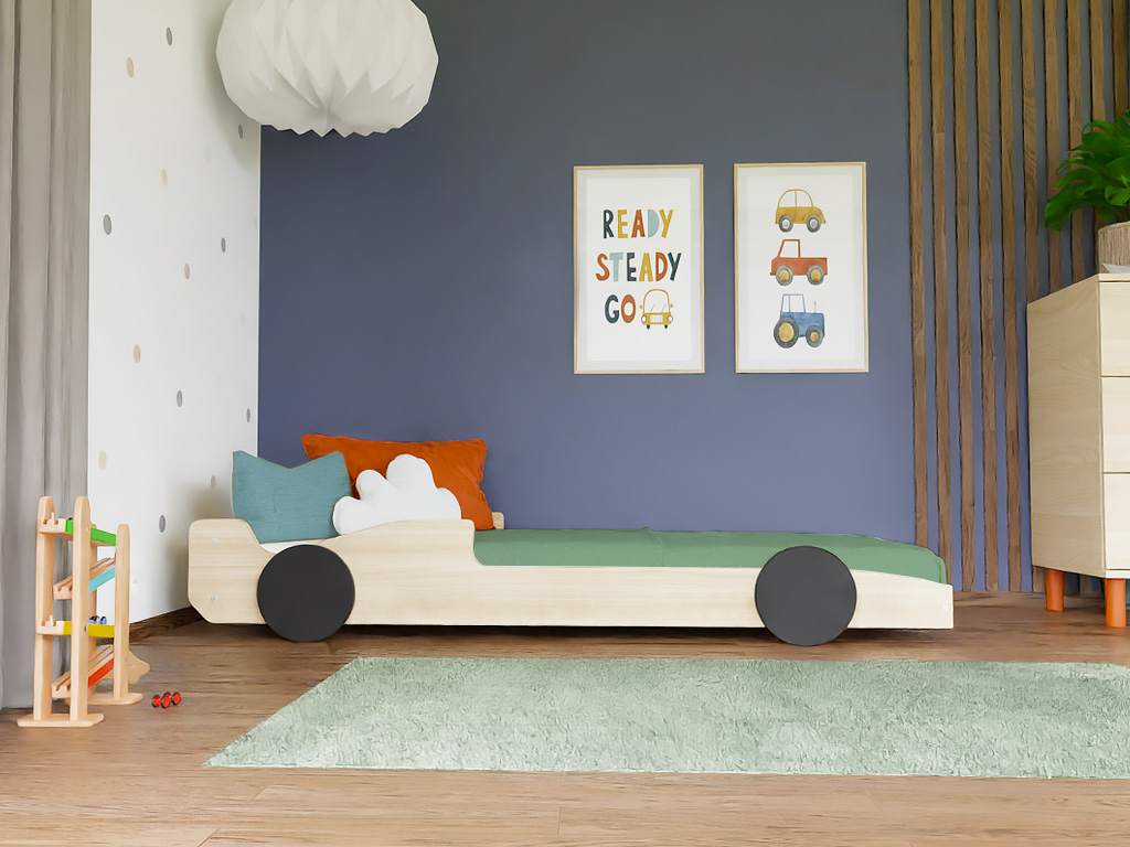 Benlemi Dětská auto postel ve tvaru formule SPEEDY Zvolte barvu: Transparentní - černá, Zvolte rozměr: 80x160 cm (obrázek 8)