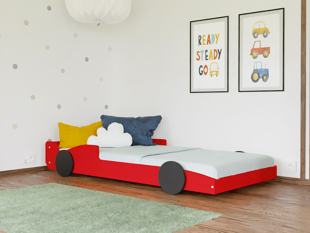 Levně Benlemi Dětská auto postel ve tvaru formule SPEEDY Zvolte barvu: Bílá - transparentní, Zvolte rozměr: 80x160 cm