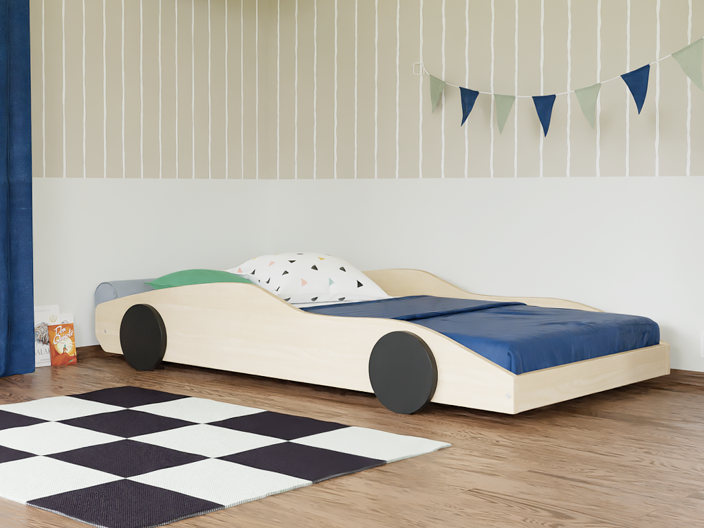 Levně Benlemi Dětská auto postel ve tvaru sporťáku DRIFTY Zvolte barvu: Červená - černá, Zvolte rozměr: 80x180 cm