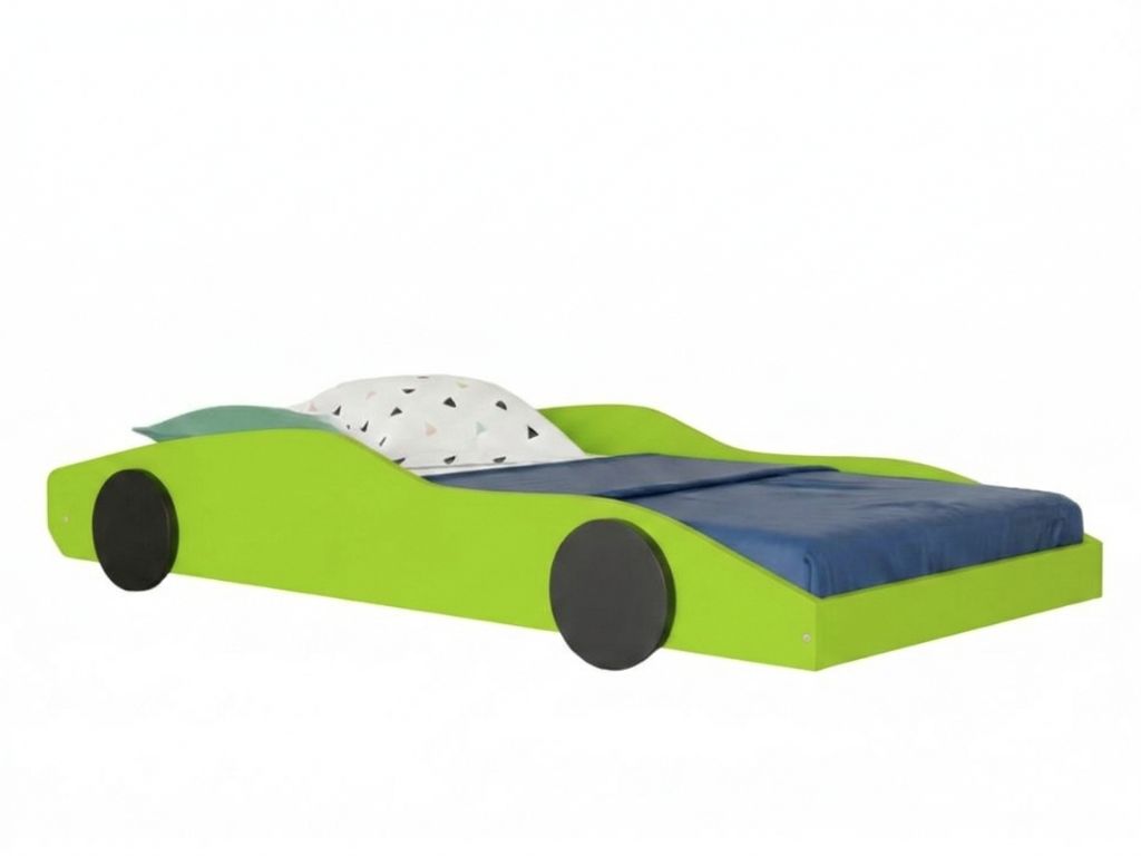 Benlemi Dětská auto postel ve tvaru sporťáku DRIFTY Zvolte barvu: Limetková zelená - černá, Zvolte rozměr: 80x160 cm