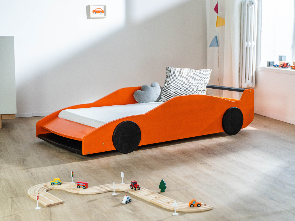 Levně Benlemi Dětská auto postel ve tvaru FERRARI F40 80x160 cm Zvolte barvu: Oranžová - černá