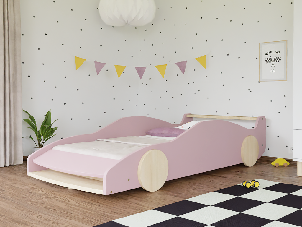 Levně Benlemi Dětská auto postel ve tvaru FERRARI F40 80x160 cm Zvolte barvu: Pastelově růžová - transparentní