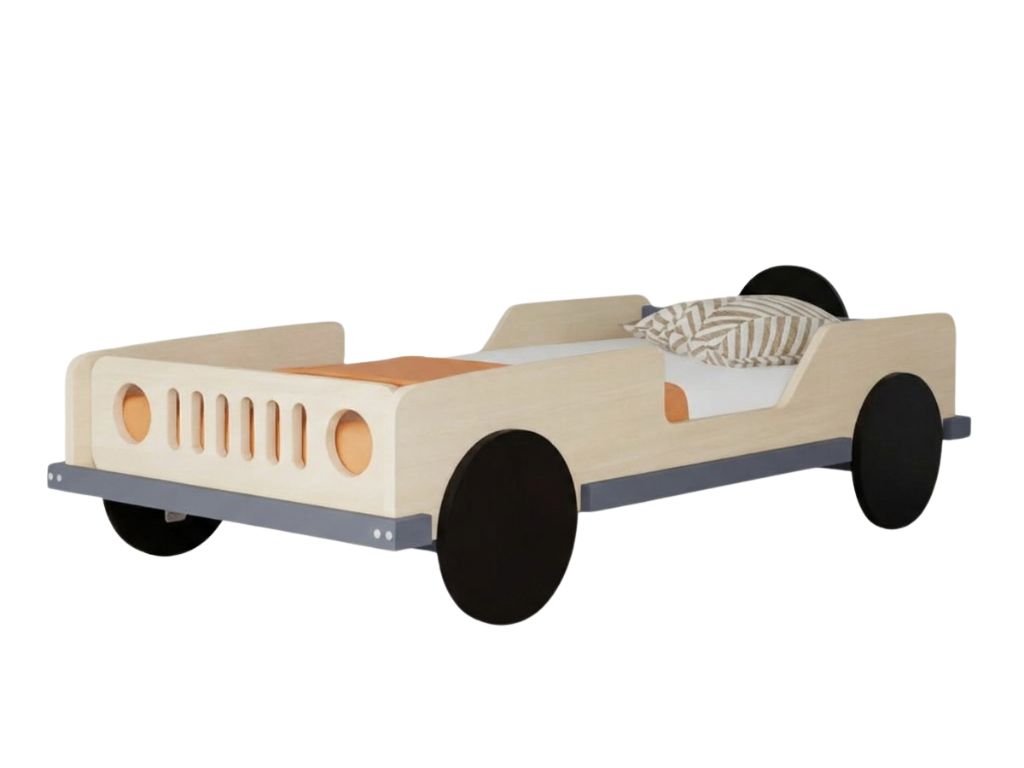 Benlemi Dětská auto postel ve tvaru JEEPU BEEP 80x160 cm Zvolte barvu: Transparentní - tmavě šedá