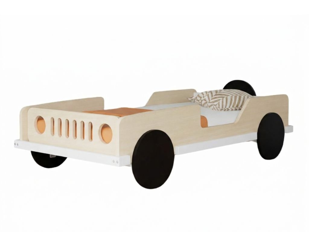 Benlemi Dětská auto postel ve tvaru JEEPU BEEP 80x160 cm Zvolte barvu: Bílá (obrázek 10)