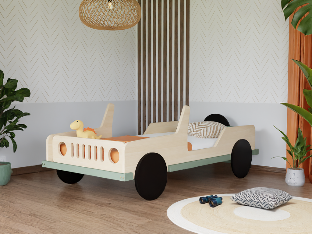 Levně Benlemi Dětská auto postel ve tvaru JEEPU SAFARI 80x160 cm Zvolte barvu: Tmavě šedá