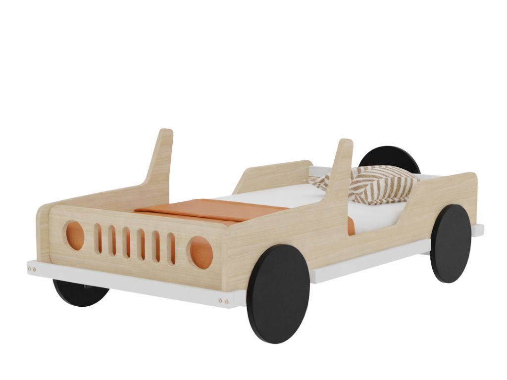Benlemi Dětská auto postel ve tvaru JEEPU SAFARI 80x160 cm Zvolte barvu: Transparentní - bílá