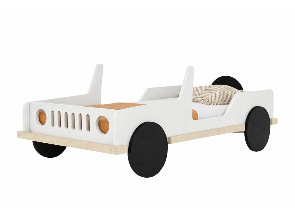 Benlemi Dětská auto postel ve tvaru JEEPU SAFARI 80x160 cm Zvolte barvu: Bílá