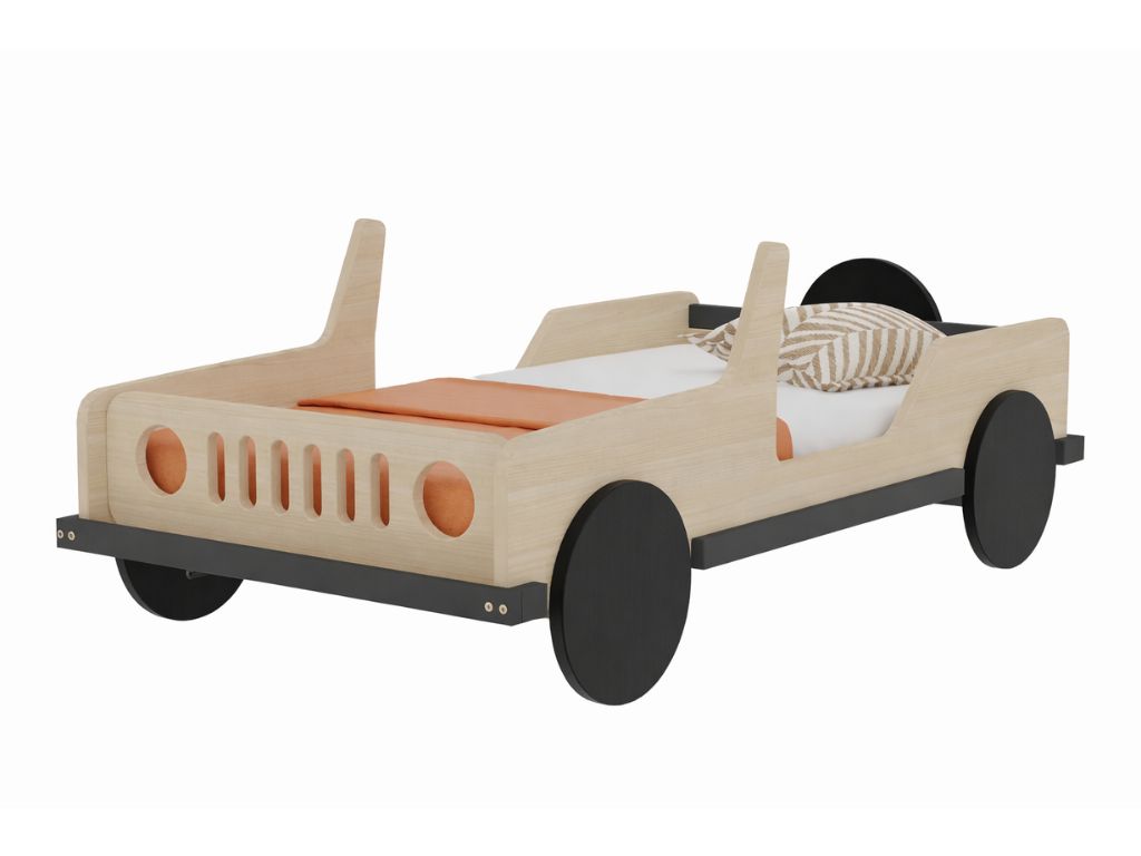 Benlemi Dětská auto postel ve tvaru JEEPU SAFARI 80x160 cm Zvolte barvu: Transparentní - tmavě šedá