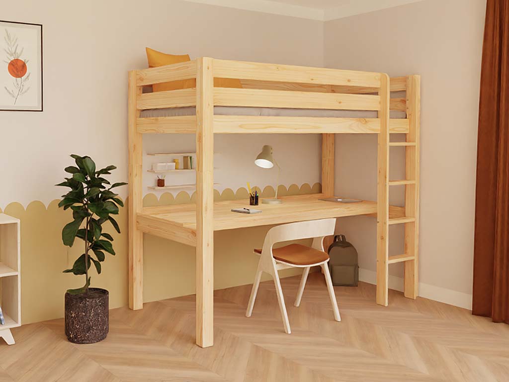Levně Benlemi Vyvýšená postel MAKALU s psacím stolem 90x200 cm Zvolte barvu: Bílá