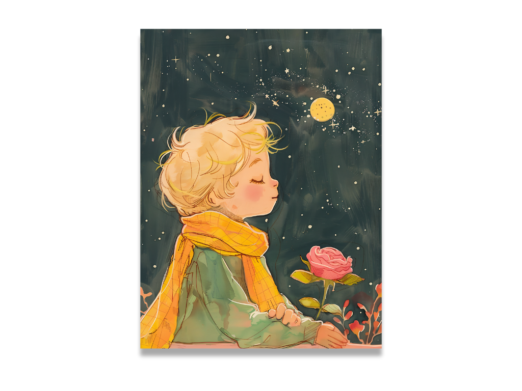 Levně Benlemi Obraz na plátně na stěnu do dětského pokoje MALÝ PRINC a hvězdy Zvolte rozměr: 30 x 30 cm