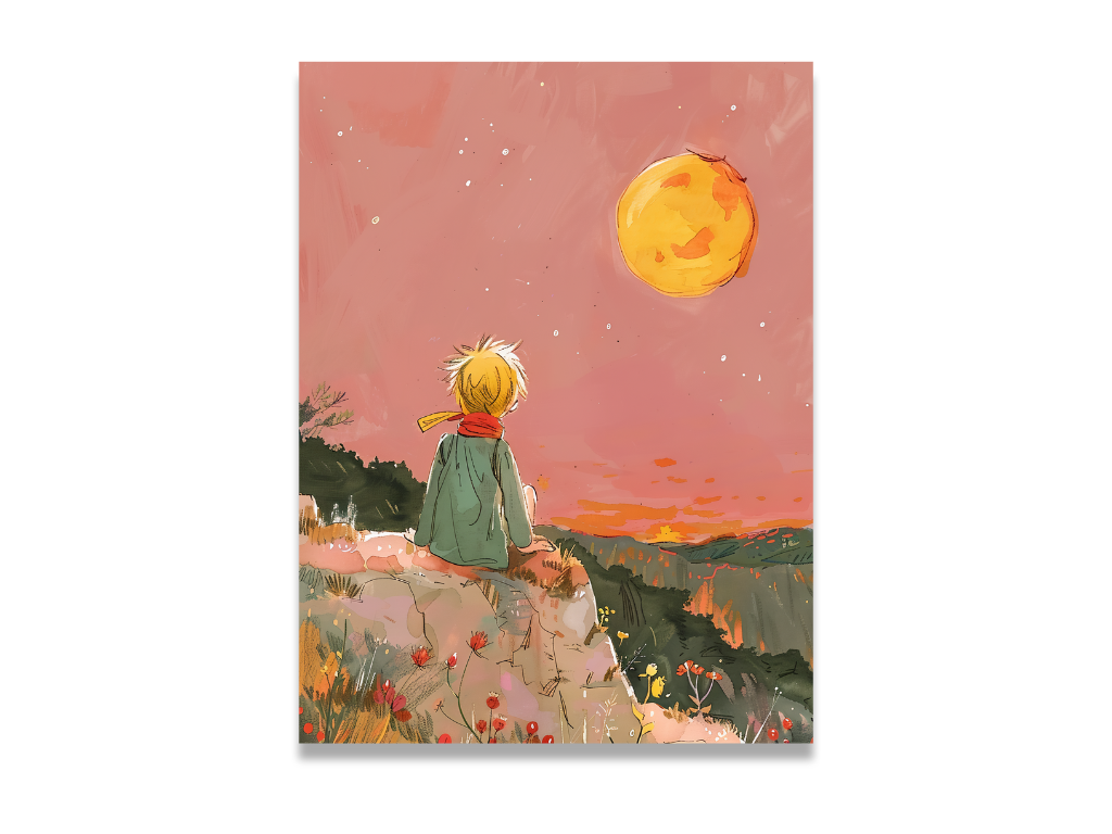 Levně Benlemi Obraz na plátně na stěnu s motivem MALÉHO PRINCE a měsíce Zvolte rozměr: 30 x 30 cm