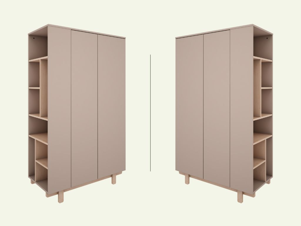 Designová šatní skříň s otevřeným regálem BASIC mocca (obrázek 5)