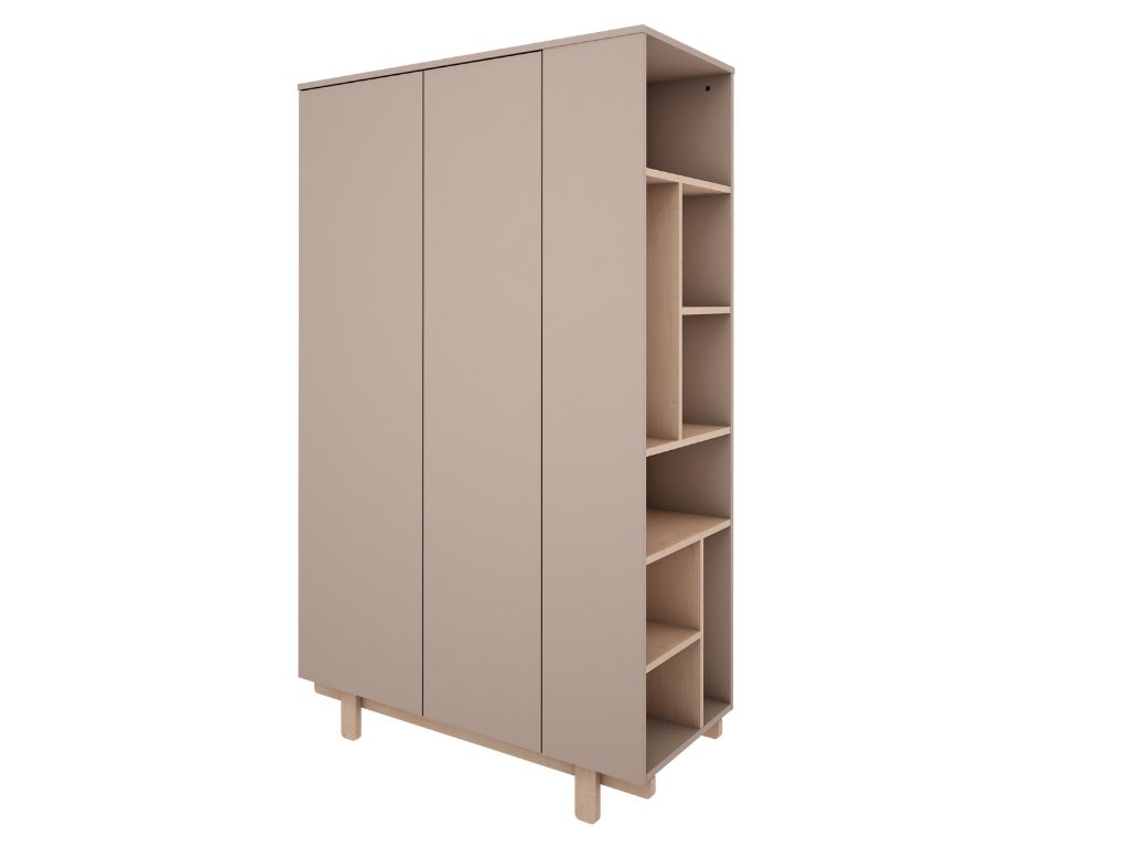 Designová šatní skříň s otevřeným regálem BASIC mocca (obrázek 7)