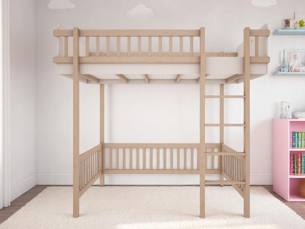 Levně Vyvýšená postel BASIC se žebříkem 90x200 cm Zvolte barvu: Bílá