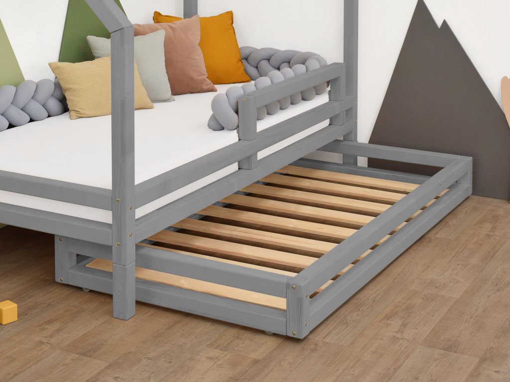 Benlemi Tmavě šedý úložný šuplík 2IN1 pod postel na kolečkách 90x160 cm (pod postel 90x180 cm) s roštem