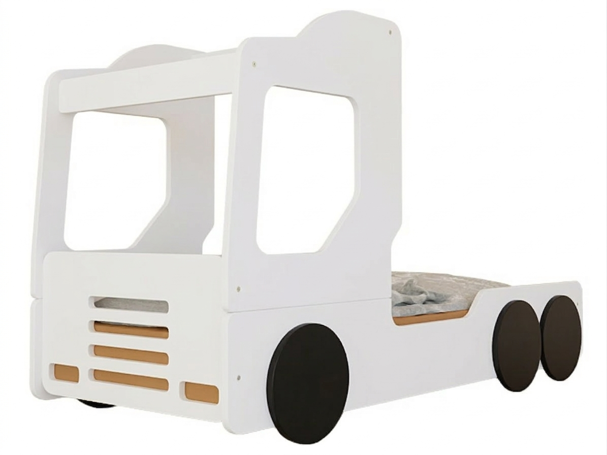 Benlemi Dětská auto postel ve tvaru náklaďáku TRUCKY Zvolte barvu: Bílá, Zvolte rozměr: 80x190 cm