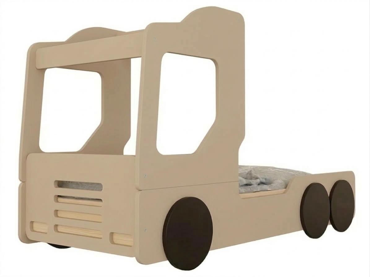 Benlemi Dětská auto postel ve tvaru náklaďáku TRUCKY Zvolte barvu: Béžová, Zvolte rozměr: 80x190 cm