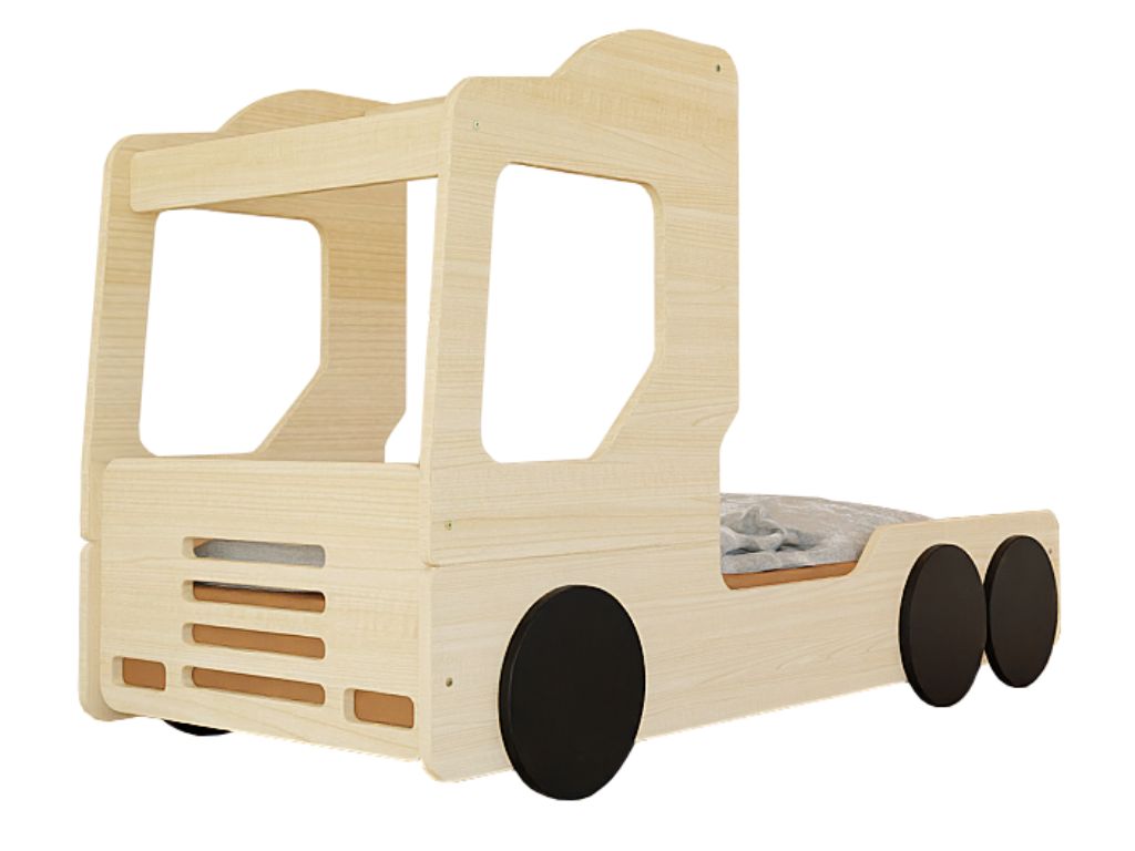 Benlemi Dětská auto postel ve tvaru náklaďáku TRUCKY Zvolte barvu: Transparentní vosková lazura matná, Zvolte rozměr: 80x160 cm (obrázek 11)