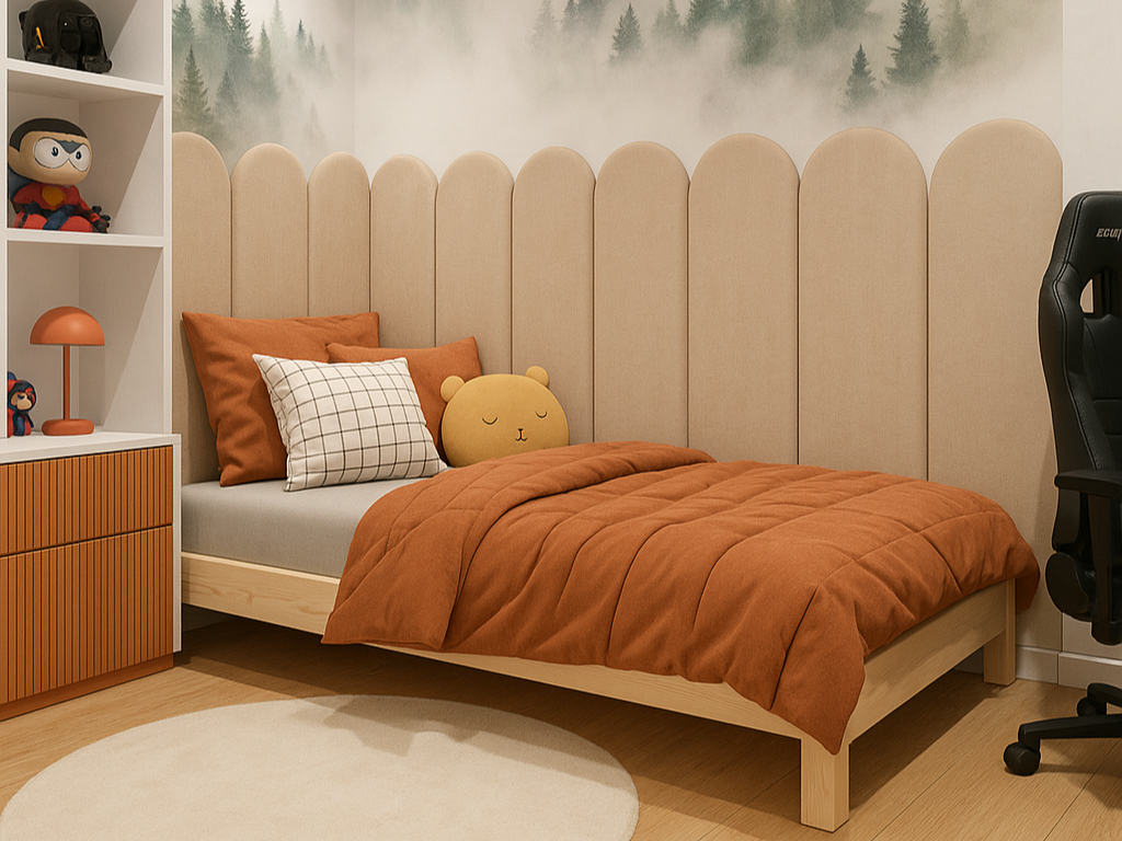 Nástěnný čalouněný panel VELVET ve tvaru oblouku Zvolte barvu: Krémová, Zvolte rozměr: 20x50 cm, Uchycení na zeď: Bez uchycení (možnost použití lepid… (obrázek 6)