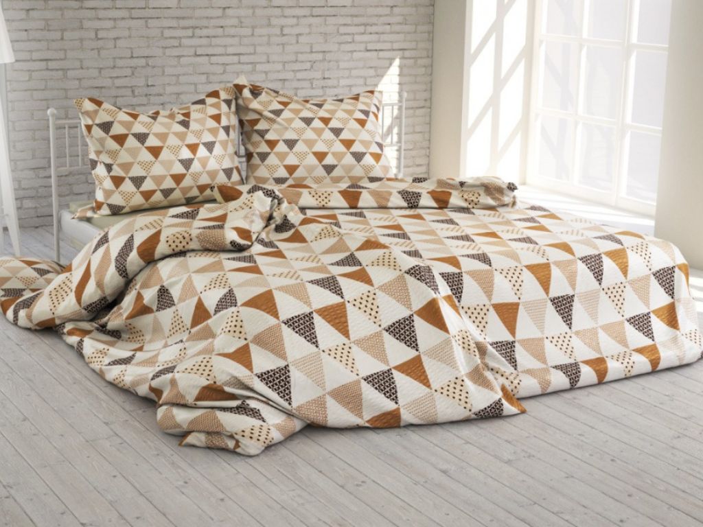 Bavlněné povlečení GEOMETRIE - BÉŽOVÁ na jednolůžko (obrázek 4)
