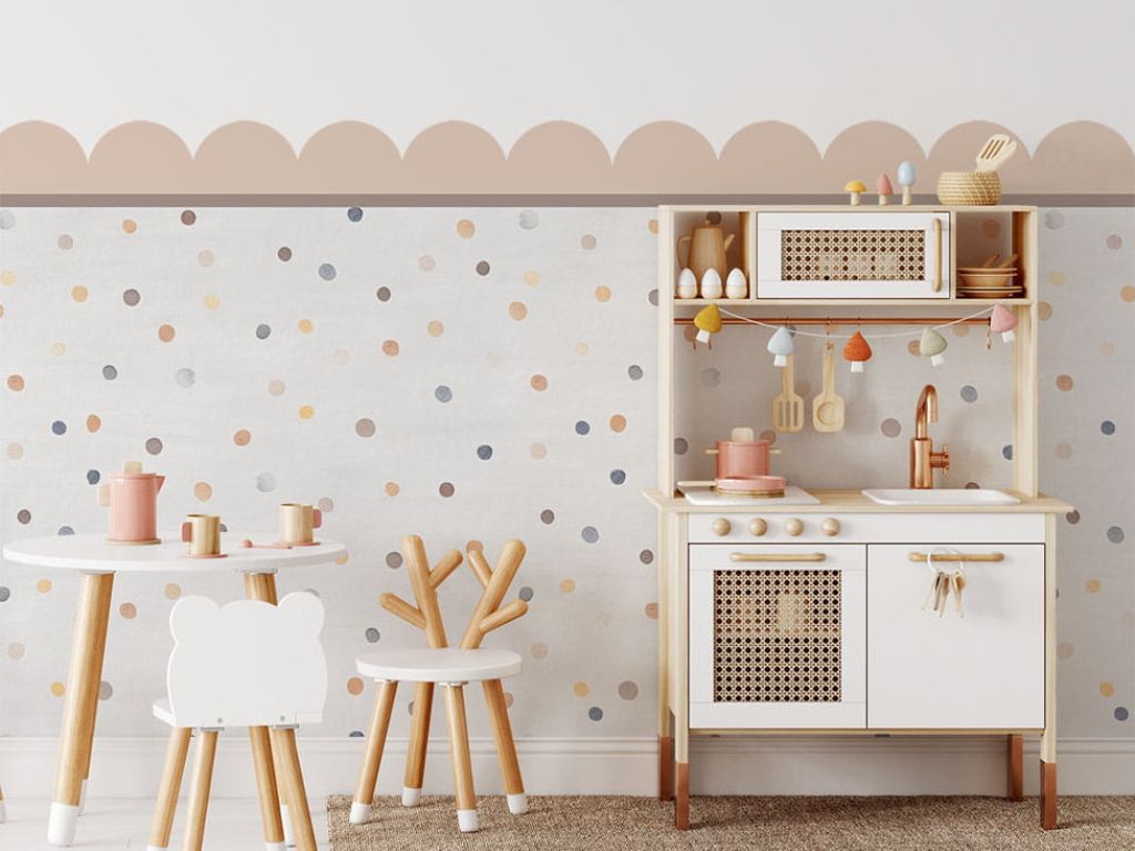 Levně Samolepka NÁSTĚNNÝ PANEL do dětského pokoje PUNTÍKY Zvolte rozměr: 98x100 cm