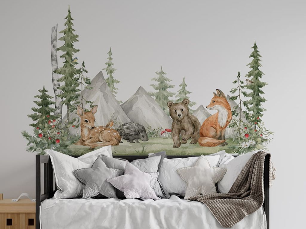 Levně Samolepka na zeď LESNÍ ZVÍŘÁTKA Zvolte rozměr: 112x70 cm