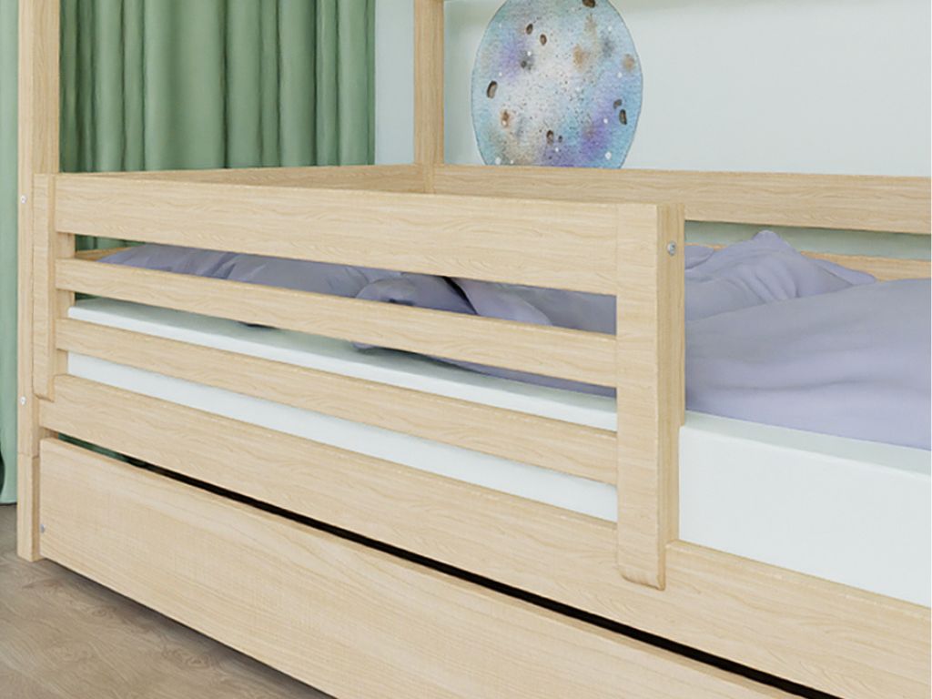 Benlemi Patrová postel TULY s úložnými schody 90x200 cm Zvolte barvu: Bílá, Zvolte šuplík: Úložný šuplík, Zvolte stranu: Vlevo (obrázek 9)