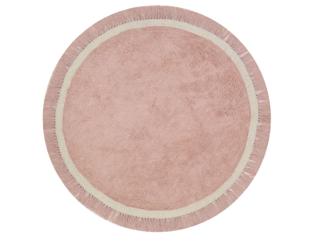 Kulatý koberec ROSA s třásněmi růžový