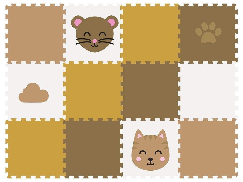 Levně Pěnová podlaha puzzle 12 dílů HNĚDÁ