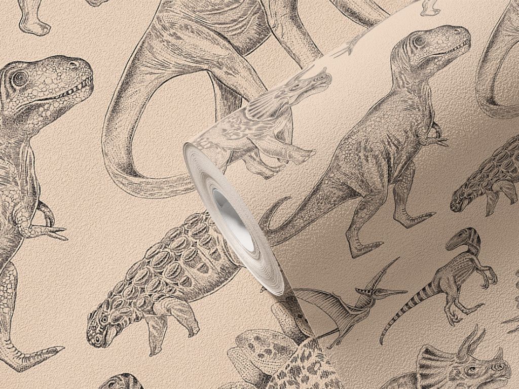Levně Omyvatelná dětská tapeta na zeď DINOSAUŘI hnědá