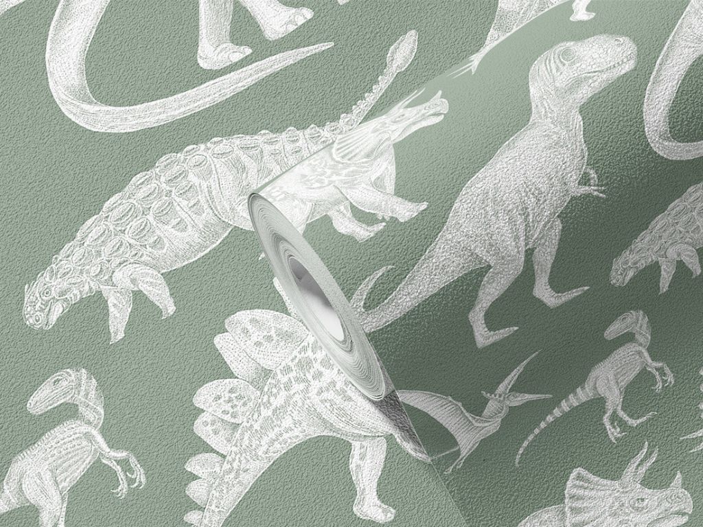 Levně Omyvatelná dětská tapeta na zeď DINOSAUŘI zelená