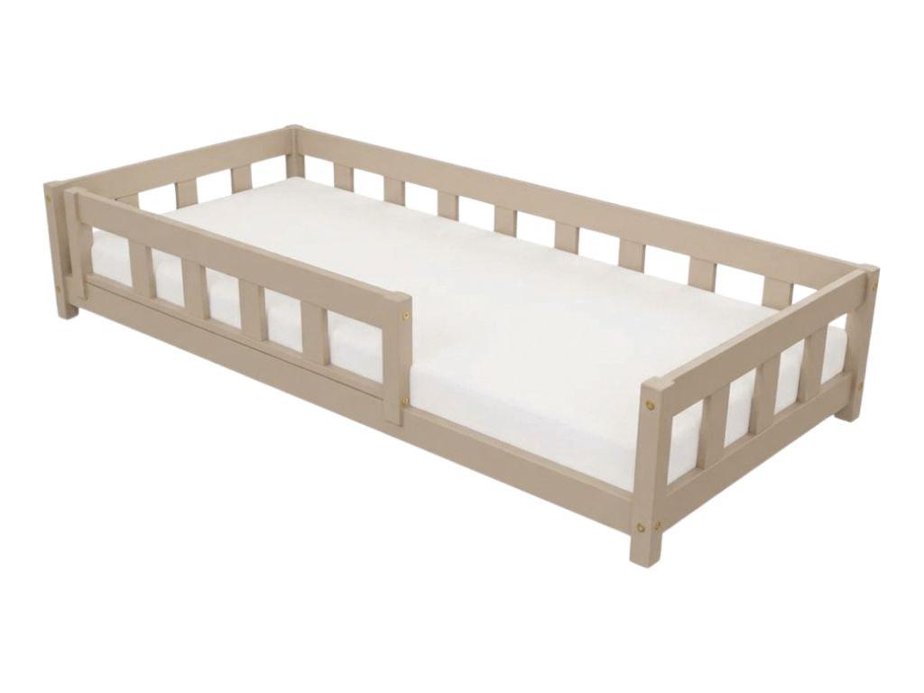 Benlemi Jednolůžková postel PLOTTY se zábranou Zvolte barvu: Béžová, Zvolte rozměr: 120x200 cm, Zvolte zábranu: S jednou zábranou