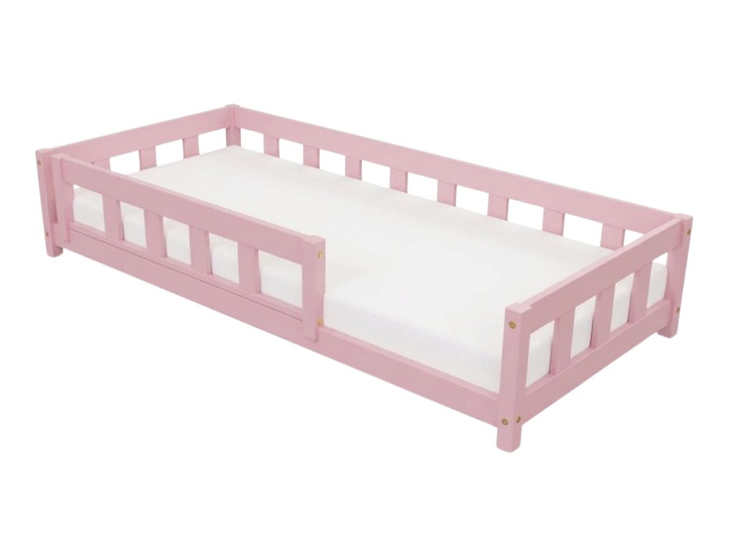Benlemi Jednolůžková postel PLOTTY se zábranou Zvolte barvu: Pastelově růžová, Zvolte rozměr: 80x160 cm, Zvolte zábranu: S jednou zábranou