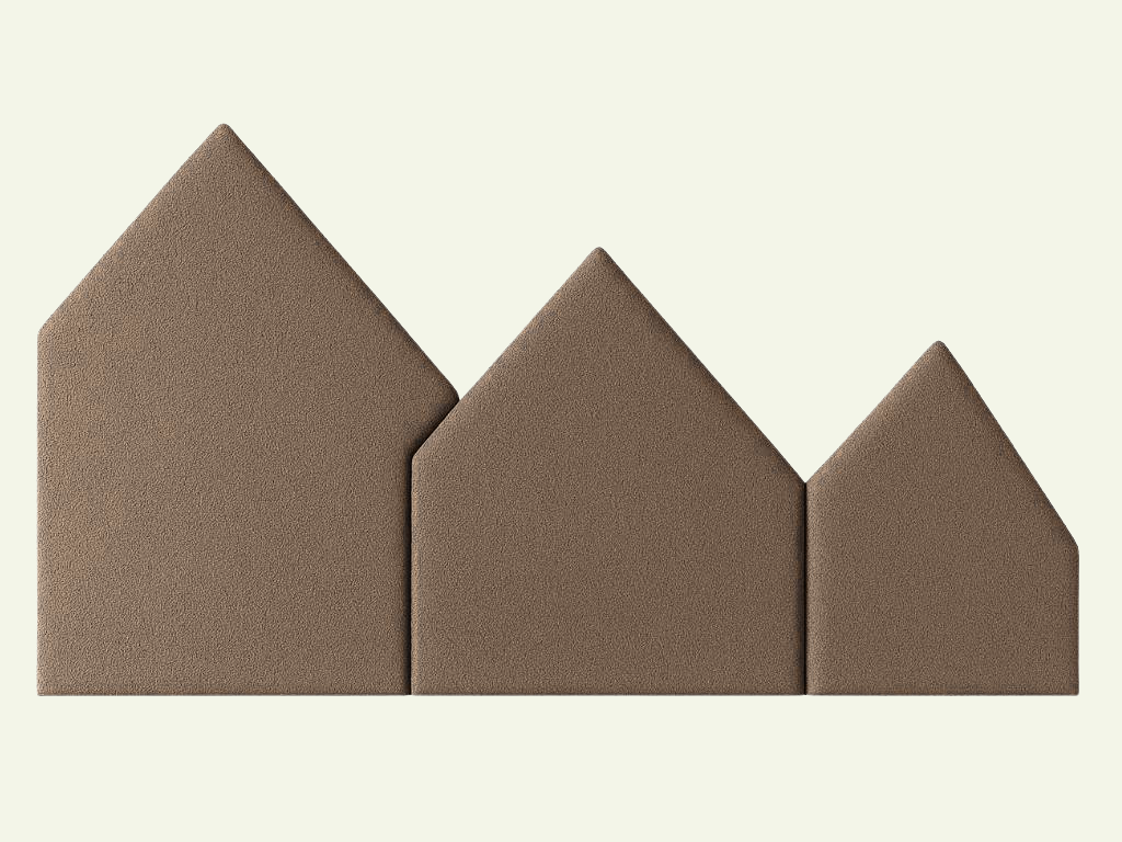 Levně Čalouněný panel na zeď HORY z látky BOUCLÉ - levá strana Zvolte barvu: Hnědá, Zvolte rozměr: 70x200 cm, Uchycení na zeď: Se samolepícím suchým zipem