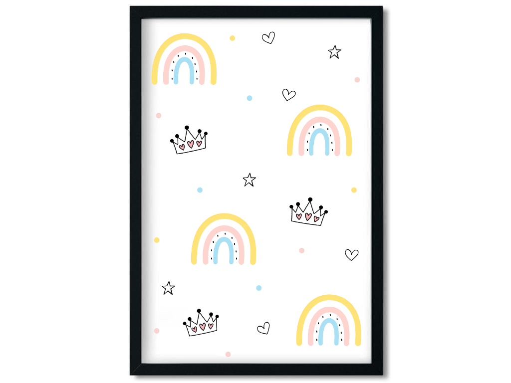 Levně Benlemi Dětský plakát na zeď DUHA S KORUNKAMI Zvolte rozměr: 30x42 cm (A3)