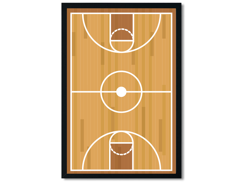 Levně Benlemi Plakát na zeď BASKETBALOVÉ HŘIŠTĚ do dětského pokoje Zvolte rozměr: 30x42 cm (A3)
