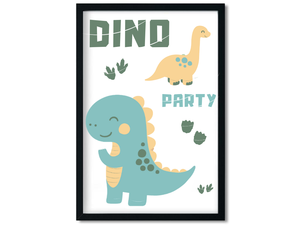 Levně Benlemi Plakát na stěnu DINO PARTY do dětského pokoje Zvolte rozměr: 30x42 cm (A3)