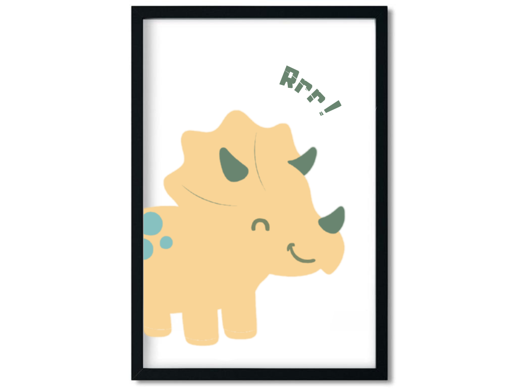 Levně Benlemi Plakát DINOSAURUS do dětského pokoje ŽLUTÝ Zvolte rozměr: 30x42 cm (A3)