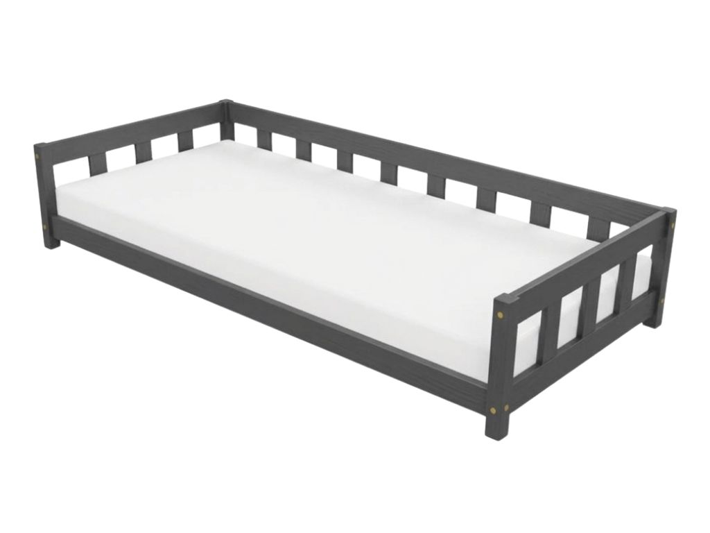 Benlemi Jednolůžková postel PLOTTY se zábranou 90x200 cm + matrace WAVE Zvolte barvu: Tmavě šedá, Zvolte zábranu: S otevřeným vstupem
