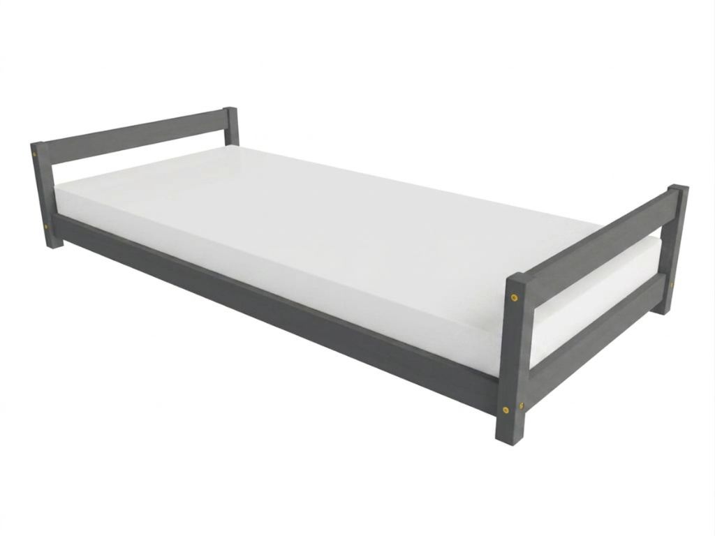 Levně Benlemi Dětské dřevěné jednolůžko se dvěma čely LUCKY Zvolte barvu: Tmavě šedá, Zvolte rozměr: 120x180 cm, Zvolte zábranu: S otevřeným vstupem