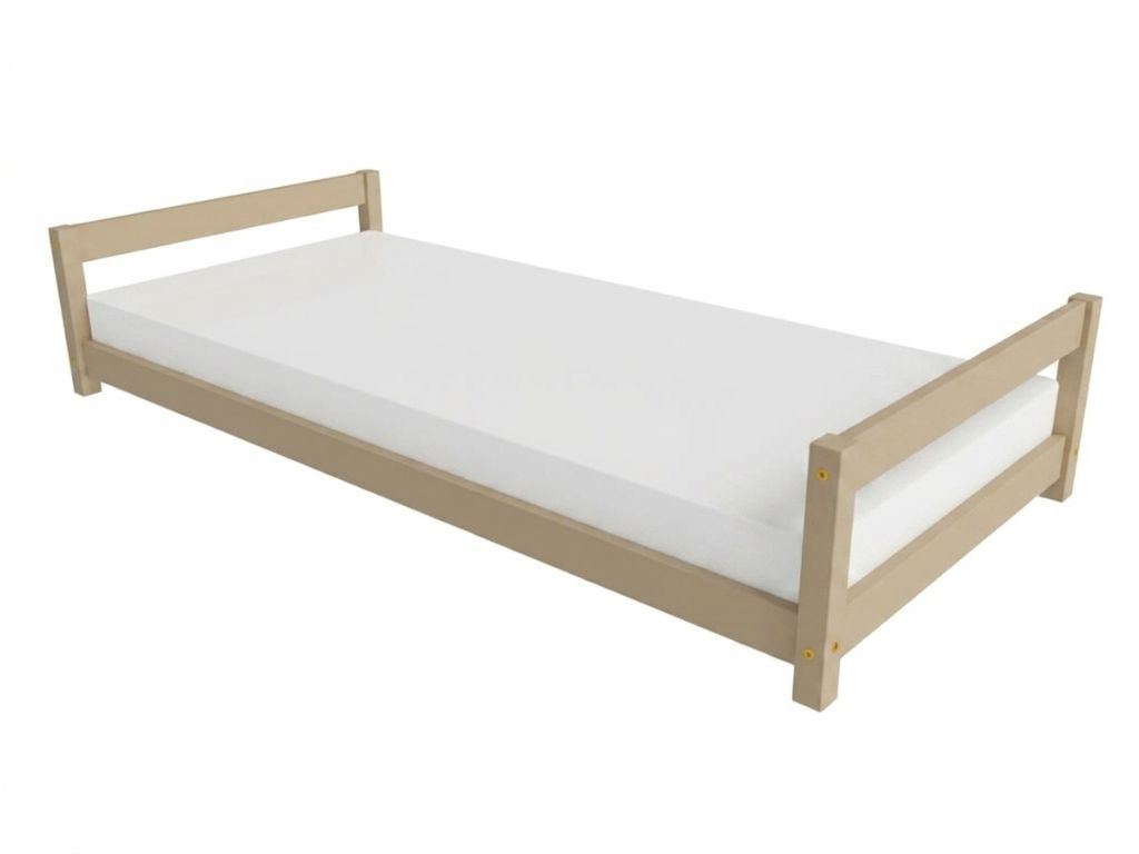 Levně Benlemi Dětské dřevěné jednolůžko se dvěma čely LUCKY Zvolte barvu: Béžová, Zvolte rozměr: 120x190 cm, Zvolte zábranu: S otevřeným vstupem