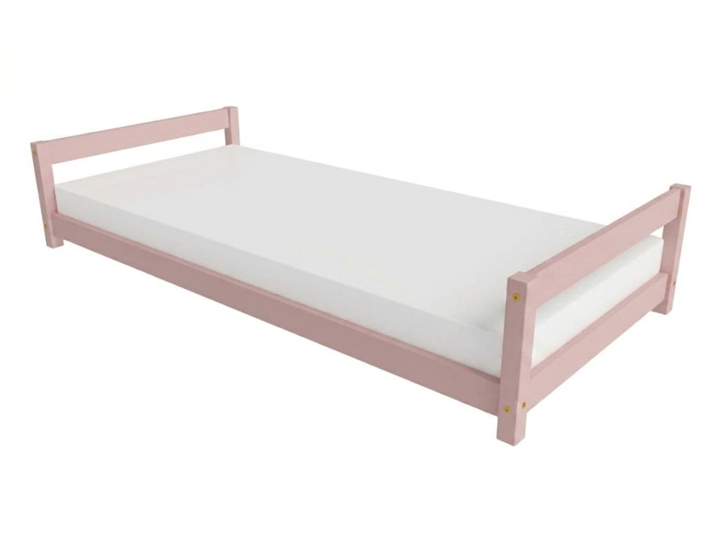 Levně Benlemi Dětské dřevěné jednolůžko se dvěma čely LUCKY Zvolte barvu: Pastelově růžová, Zvolte rozměr: 120x180 cm, Zvolte zábranu: S otevřeným vstupem
