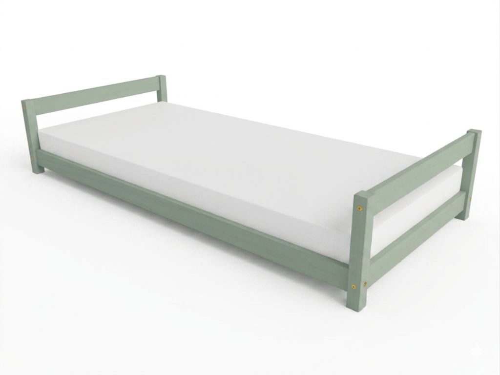 Levně Benlemi Dětské dřevěné jednolůžko se dvěma čely LUCKY Zvolte barvu: Šalvějová zelená, Zvolte rozměr: 120x180 cm, Zvolte zábranu: S otevřeným vstupem